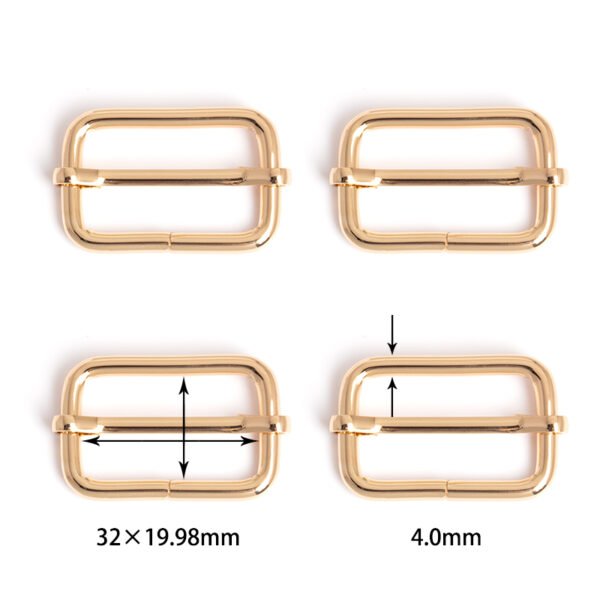 1 1/4" x 3/4" (32mm x 19.98mm) | 5/32" (4.0mm) Thick | Metal Strap Adjusters