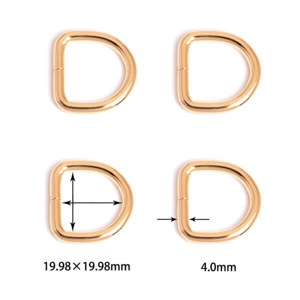 25/32" x 25/32" (19.98*19.98mm) | 5/32" (4.0mm) Thick | Metal D-Ring